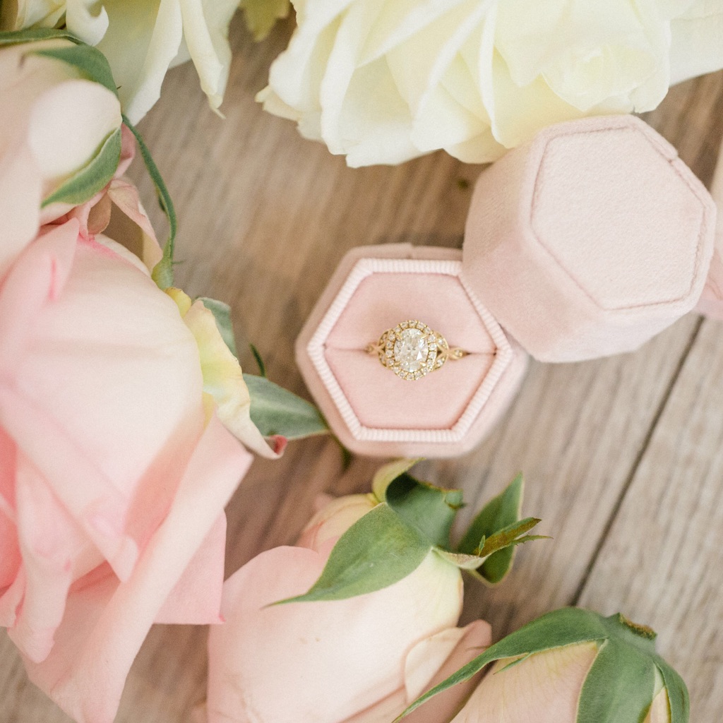 Blush Pink Velvet Ring Box
